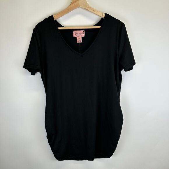 NWT Emmas Expressions Black and White V Neck Short Sleeve Maternity Tops XL - Picture 2 of 9